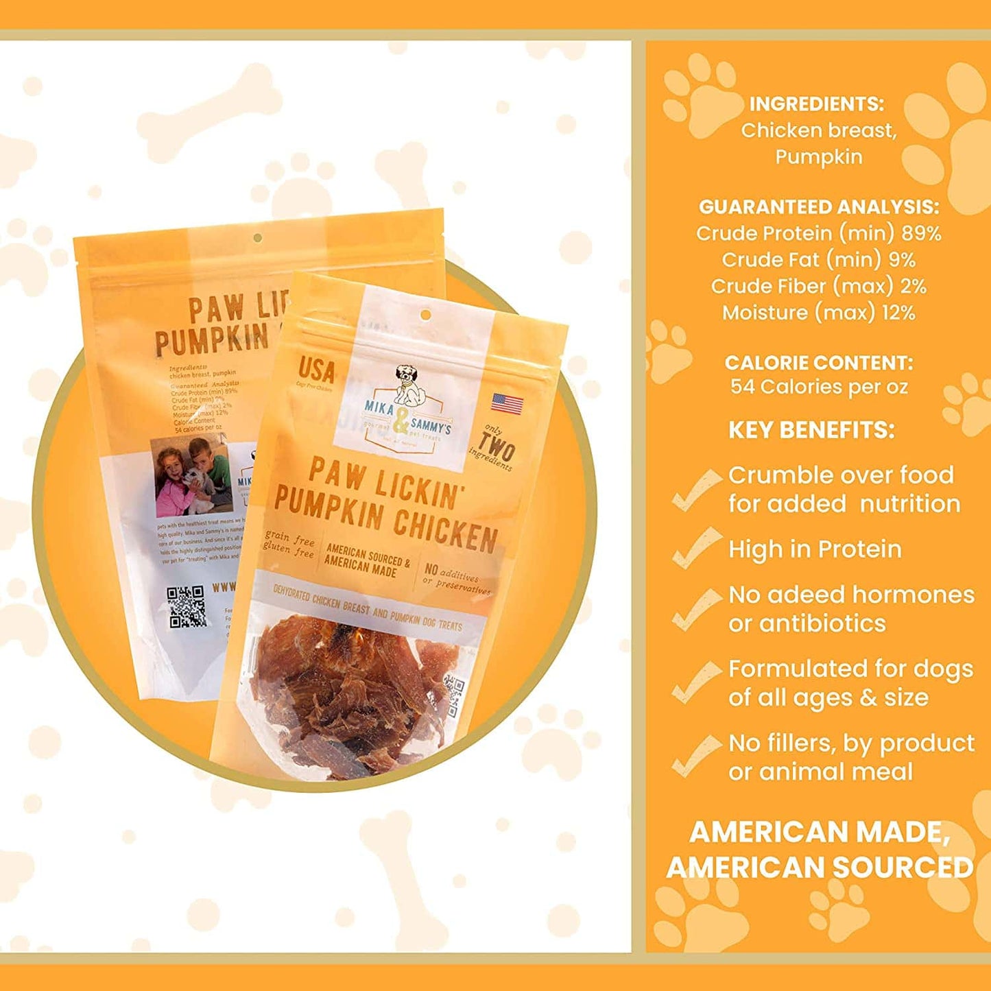 Mikka & Sammy Paw Lickin’ Pumpkin Chicken Dog Treat