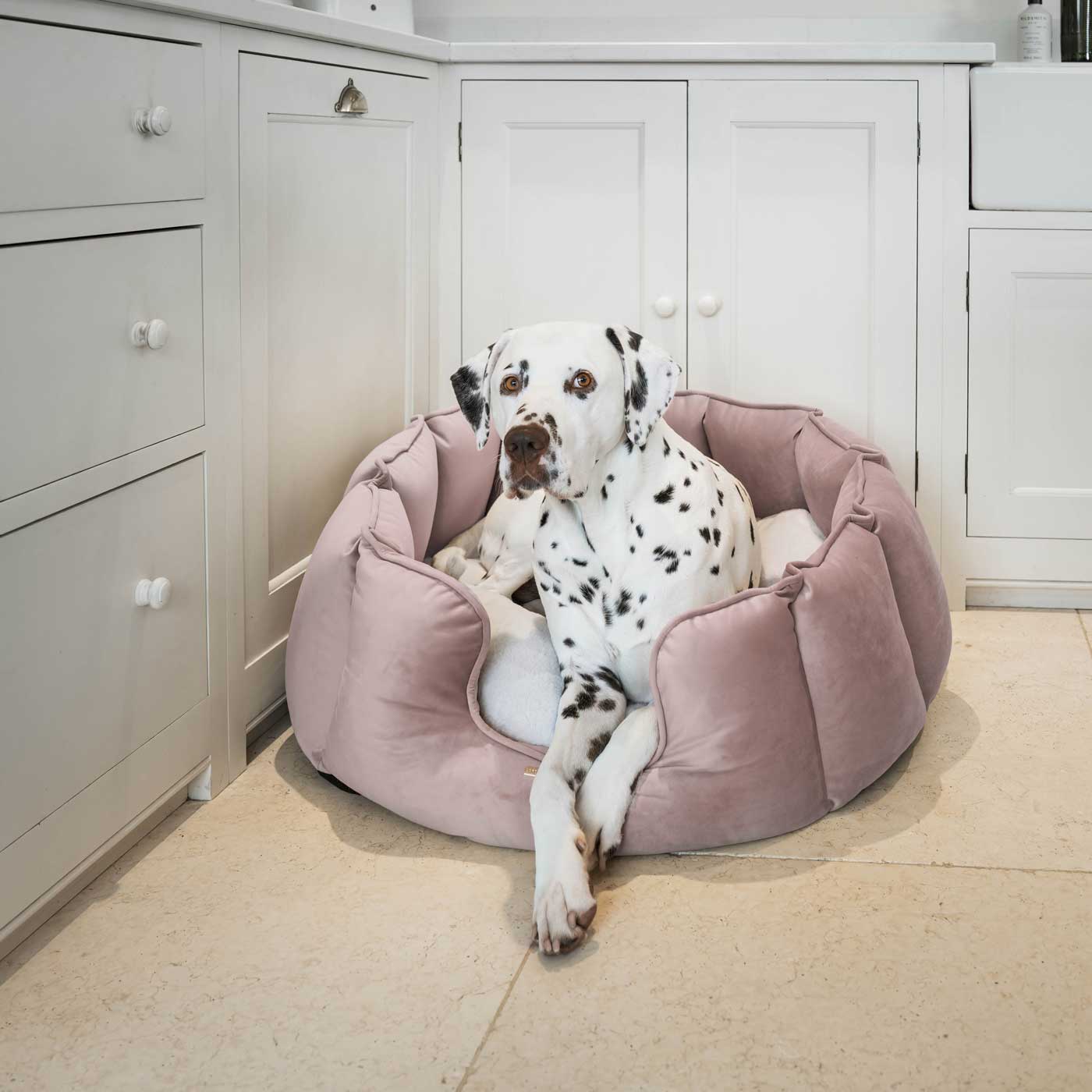 High Wall Bed For Dogs in Blossom Velvet