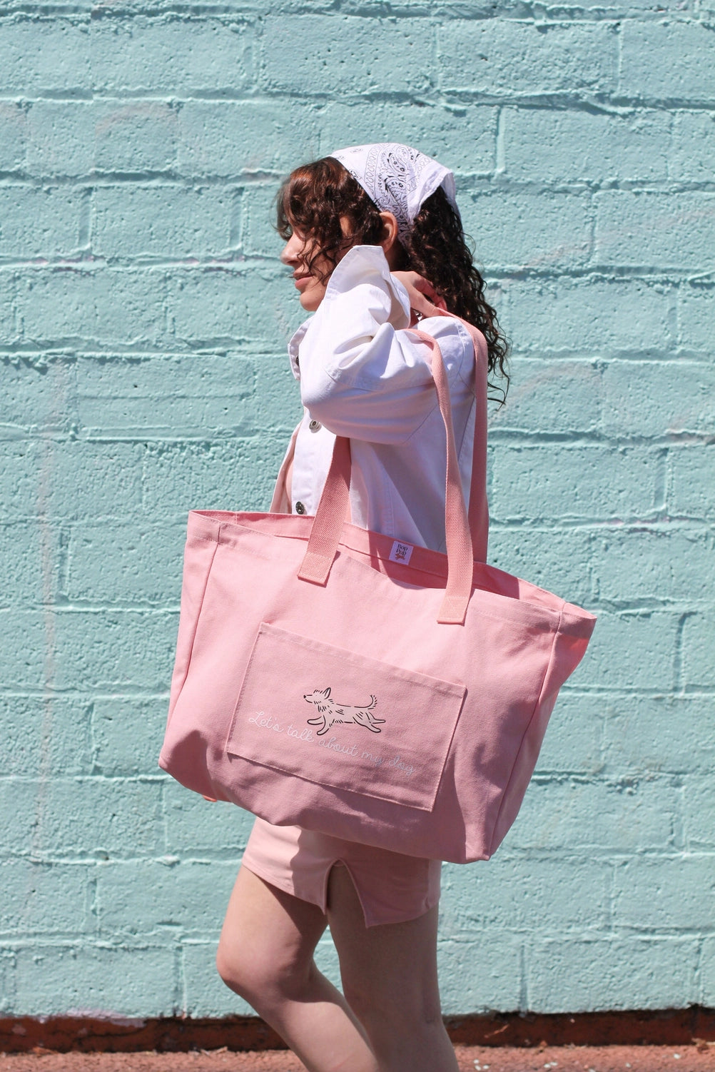 Oversize Canvas Tote Bag in Pink