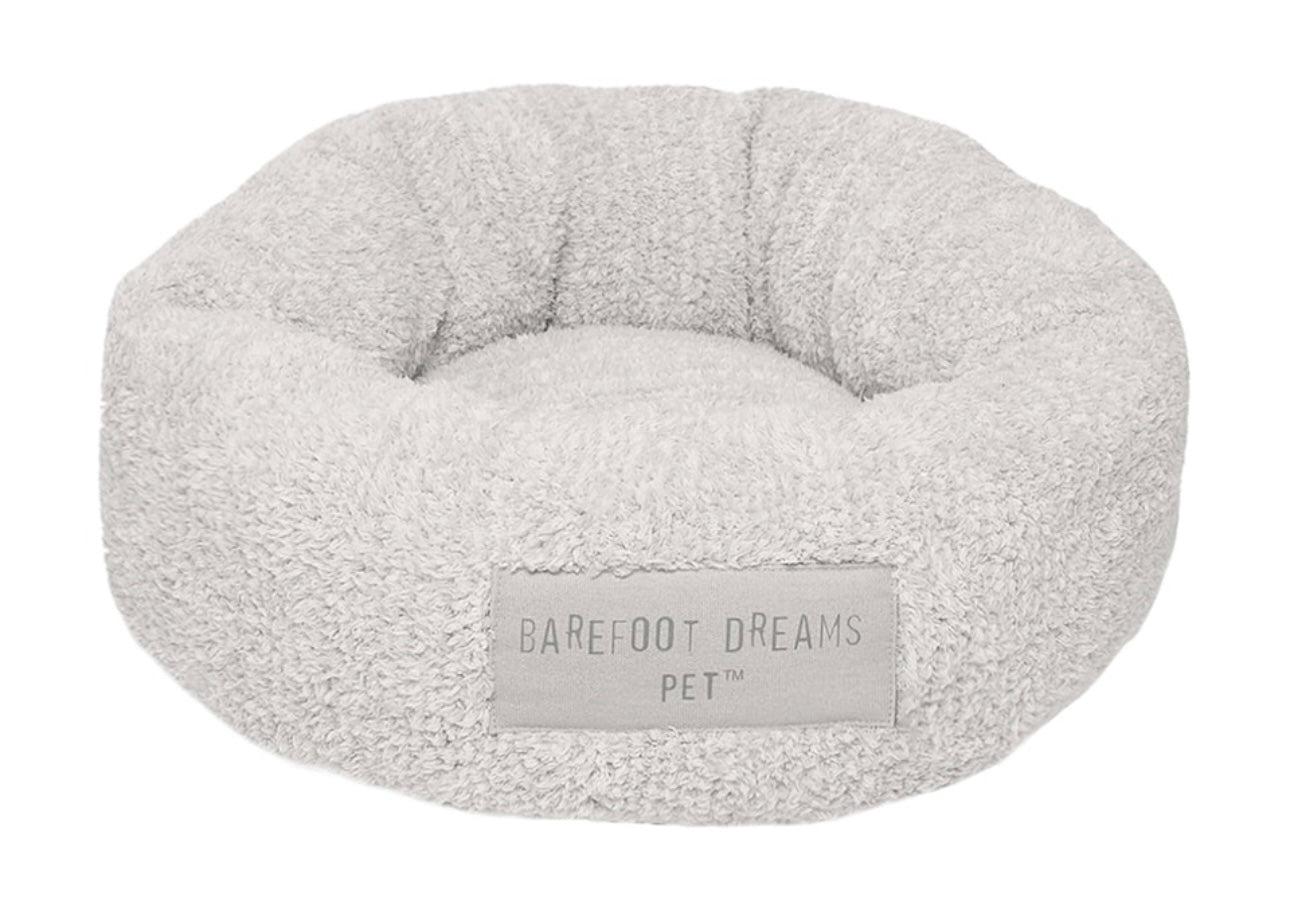 BAREFOOT DREAMS - CozyChic Round Pet Bed in Pearl & Silver