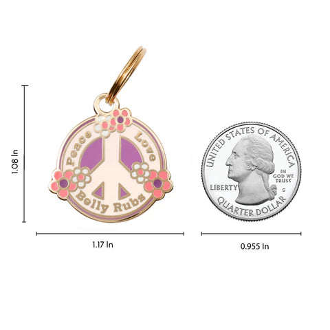 Pet ID Tag - Peace, Love, Belly Rubs