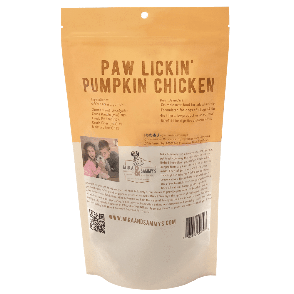 Mikka & Sammy Paw Lickin’ Pumpkin Chicken Dog Treat