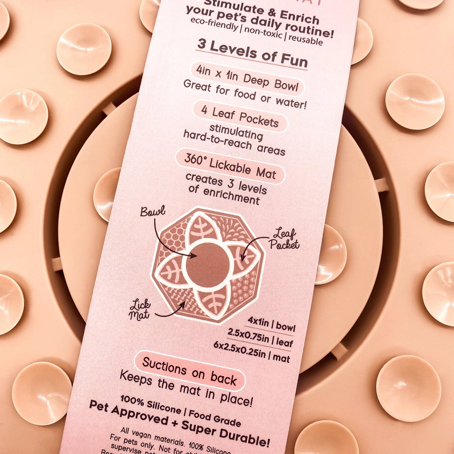 Slow Feeder Bowl And Activity Mat - Pink Clay